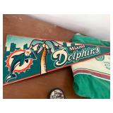 Miami Dolphins Pennant Flag/ KC Blades Hockey Puck/ MLB Baseball Blanket- B1