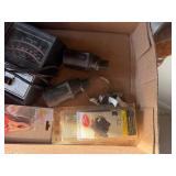 Flat of New Tail light/ Tack-o-meter/ Charger Connectors/ Trailer Plug Adapters/ Hastings Steel Vent- B1