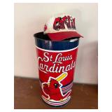 St. Louis Cardinal Trash Can & Hat- B1