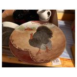 Box of Glassware Duck & Turkey Painted Plates/ Bowls & Cups/ Clock- KS
