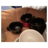 Box of Glassware Duck & Turkey Painted Plates/ Bowls & Cups/ Clock- KS