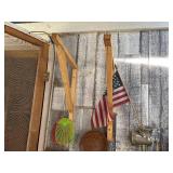 Carport Wall (Purchaser must remove)-Cast Iron Skillet/ Old bucket/Meat Grinder/Boom Box/Misc.- CPW1