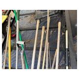 Miscellaneous Garden Tools w/ Rakes/ Shovels/ Post Hole Digger- CP2