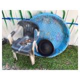 Plastic Kid Pool/ 2 x Stack Chairs/ Feed Pan- ESoH