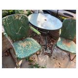 Patio Table & 2 x Metal Vintage Chair- P