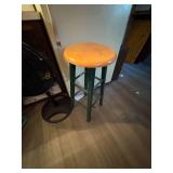 Natural wood & Hunter Green Bar Stool- K