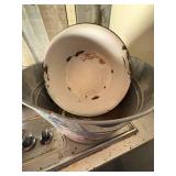 Coca-Cola Metal Bucket & Porcelain Pan- K
