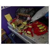FIRE TRUCK SHELF/ KIDS PLASTIC FIRE SUITS- K ST BR