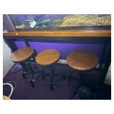METAL & WOOD BAR W/ MATCHING BAR STOOLS X 3- K ST BR