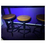METAL & WOOD BAR W/ MATCHING BAR STOOLS X 3- K ST BR