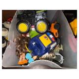 TOY TOTE: JOHN DEERE TRUCK/ DOLLS/ COP CAR- TR
