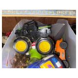 TOY TOTE: JOHN DEERE TRUCK/ DOLLS/ COP CAR- TR