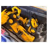 TOTE OF TOYS: TRUCKS/ CAT BRAND- TR