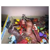 TOY RANCH W/ FENCE, HORSES, ANIMALS & CARRIAGE- TR