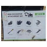 QTY 8 Mini Excavator Attachment Set - Complete Package