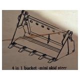 Unused AGT 4-in-1 Mini Skid Steer Bucket Attachment in Crate