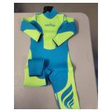 Vofiw Neon Yellow and Blue Wetsuit Child Size6