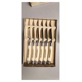 Vintage Steak Knife Set with Ivory-Colored Handles