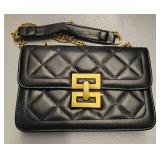 Classic Quilted Black Shoulder Bag with Gold Hardware