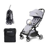 Beberoad Love R2 Small Travel Stroller Compact Strollers Foldable Lightweight Baby Stroller for Airplane, Infant with Adjustable Backrest, Cup Holder and Waterproof Canopy, Gray