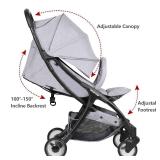 Beberoad Love R2 Small Travel Stroller Compact Strollers Foldable Lightweight Baby Stroller for Airplane, Infant with Adjustable Backrest, Cup Holder and Waterproof Canopy, Gray