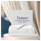 Delara Full/Queen Size Organic Wool Comforters Duvet Insert, Ultra-Soft GOTS Certified 100% Organic Cotton Shell All Season Merino Wool Comforters Hotel Collection Comforter, 200 GSM All Season Warmth