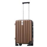 Hanke 20 Inch Carry On Luggage 22x14x9 Airline Approved Lightweight PC Hard Shell Suitcases with Wheels Travel Luggage Rolling Suitcase Travel Luggage Bag Christmas Gifts for Birthday ï¼Brownï¼