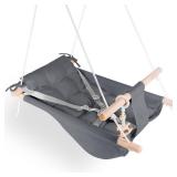 Baby Swing Indoor and Outdoor, Canvas Hammock Swing for Baby to Toddler with a Comfortable Seat, Macaroon Wooden Toy, Adjustable 5-Point Harness,Gift for Baby Boys Girls, 3 Modes, Dark Grey