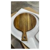 21\"x16\" XL Extra Large Acacia Wood Cutting Board with Handle Round Wooden Charcuterie Boards Meat Chopping Board Bread Serving Cheese Platter Big Pizza Cutting Boards for Kitchen Carving Butcher Boa