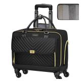 Ytonet Rolling Laptop Bag, Rolling Briefcase for Women with 4 Spinner Wheels, 17.3 Inch Briefcase for Women with Lock and Packing Cube, Laptop Bag with Wheels for Travel Work Business Teacher,Black
