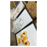 Baby Safari Nursery Wall Art Decor 24x16 Inch Set of 3 Wood Framed Cute Animal Giraffe Elephant Lion Prints Sign Kids Boys Girls Room Bedroom Jungle Animal Pictures Wall Hanging (Black)