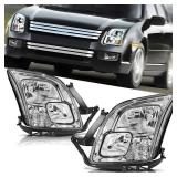 Headlights Assembly Compatible with 2006 2007 2008 2009 Ford Fusion OE Style Head Light Headlamp Pair, Chrome Housing
