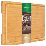 30 x 20 Extra Large Cutting Board, Turkey Carving Board Bamboo Meat Cutting Boards for Kitchen with Juice Groove and Handles Heavy Duty Charcuterie Board, 4XL, Empune