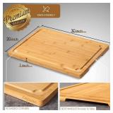 30 x 20 Extra Large Cutting Board, Turkey Carving Board Bamboo Meat Cutting Boards for Kitchen with Juice Groove and Handles Heavy Duty Charcuterie Board, 4XL, Empune