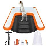 VOFiTNY Inflatable Dog Pool Ramp Portable Floating Ladder for Dogs, Puppy Docks, and Water Plank for Inground Pools and Lakes (4ft x 3.3ft x 4in, Orange)