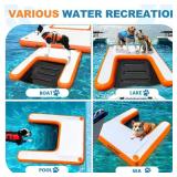 VOFiTNY Inflatable Dog Pool Ramp Portable Floating Ladder for Dogs, Puppy Docks, and Water Plank for Inground Pools and Lakes (4ft x 3.3ft x 4in, Orange)