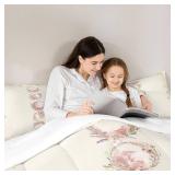 Manfei Sun Moon Girly Comforter Set Queen Size,12 Constellation Universe Bedding Set for Kids Teens Adults Home Room Decor,Geometric Line Dots Boho Quilt Set,Beige Trippy Duvet Insert,2 Pillowcases
