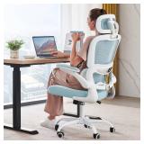 TRALT Office Chair Ergonomic Desk Chair, 330 LBS Home Mesh Office Desk Chairs with Wheels, Comfortable Gaming Chair, High Back Office Chair for Long Hours (Blue)