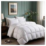 Serta Goose Feathers Down Fiber Comforter King Size Duvet Insert,100% Cotton, Hotel Luxury Hypoallergenic Comforter All Season Medium Warmth 106 x 90 in White