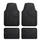FH Group Automotive Floor Mats - Heavy-Duty Rubber Floor Mats for Cars, Universal Fit Full Set, Climaproof & Trimmable Floor Mats for Most Sedan, SUV, Truck, Black