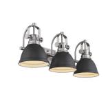Emliviar 3-Light Bathroom Vanity Light Fixture, Black Finish with Metal Shade, 4054H-A