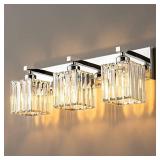 FDPBY Modern Bathroom Vanity Light 3-Lights Chrome Crystal Bathroom Wall Light Vanity Light Fixturesï¼20.47-inch Modern Minimalist Design