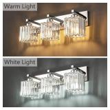 FDPBY Modern Bathroom Vanity Light 3-Lights Chrome Crystal Bathroom Wall Light Vanity Light Fixturesï¼20.47-inch Modern Minimalist Design