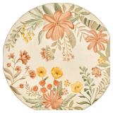 jinchan 5ft Round Floral Area Rug for Bedroom - Washable Soft Non-Slip Flower Rug Circle 5
