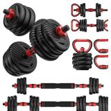 UNNMIIY Adjustable Dumbbells, 10/20/30/45/70/90lbs Free Weight Set with Connector, 4 in1 Dumbbells Set Used as Barbell, Kettlebells, Push up Stand, Fitness Exercises for Home Gym Suitable Men/Women