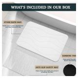 23\" x 15\" Diatomaceous Earth Shower Non Slip Stone Bath Mat | Quick Dry Super Absorbent Large Mats for Kitchen | Anti-Slip Fast Drying Water Absorbing Stone Bath Mats for Bathroom | Engr-Offwhite