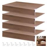 FONUNO Wire Rack Covers for Pantry Shelf Covers for Wire Shelving Liners Removable 4 Pack with Holders for Closet Pantry Kitchen Bathroom Office Store, 24 x 12 Inch, Walnut Brown Wood Color