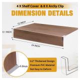 FONUNO Wire Rack Covers for Pantry Shelf Covers for Wire Shelving Liners Removable 4 Pack with Holders for Closet Pantry Kitchen Bathroom Office Store, 24 x 12 Inch, Walnut Brown Wood Color