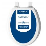 Mayfair Cassel Slow Close Toilet Seat, Easy Clean, Non Slip Premium Wood Seat, Easy Install, Made in USA, Round, White