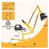 Elevon Sand Digger Kids Excavator Ride On Toy, Beach Toys Outdoor Sandbox Toy Digger, Steel Excavator Crane Rotates 360 with Stabilizing Base, Sand Toys Backyard Sandbox, Dirt and Snow - Yellow